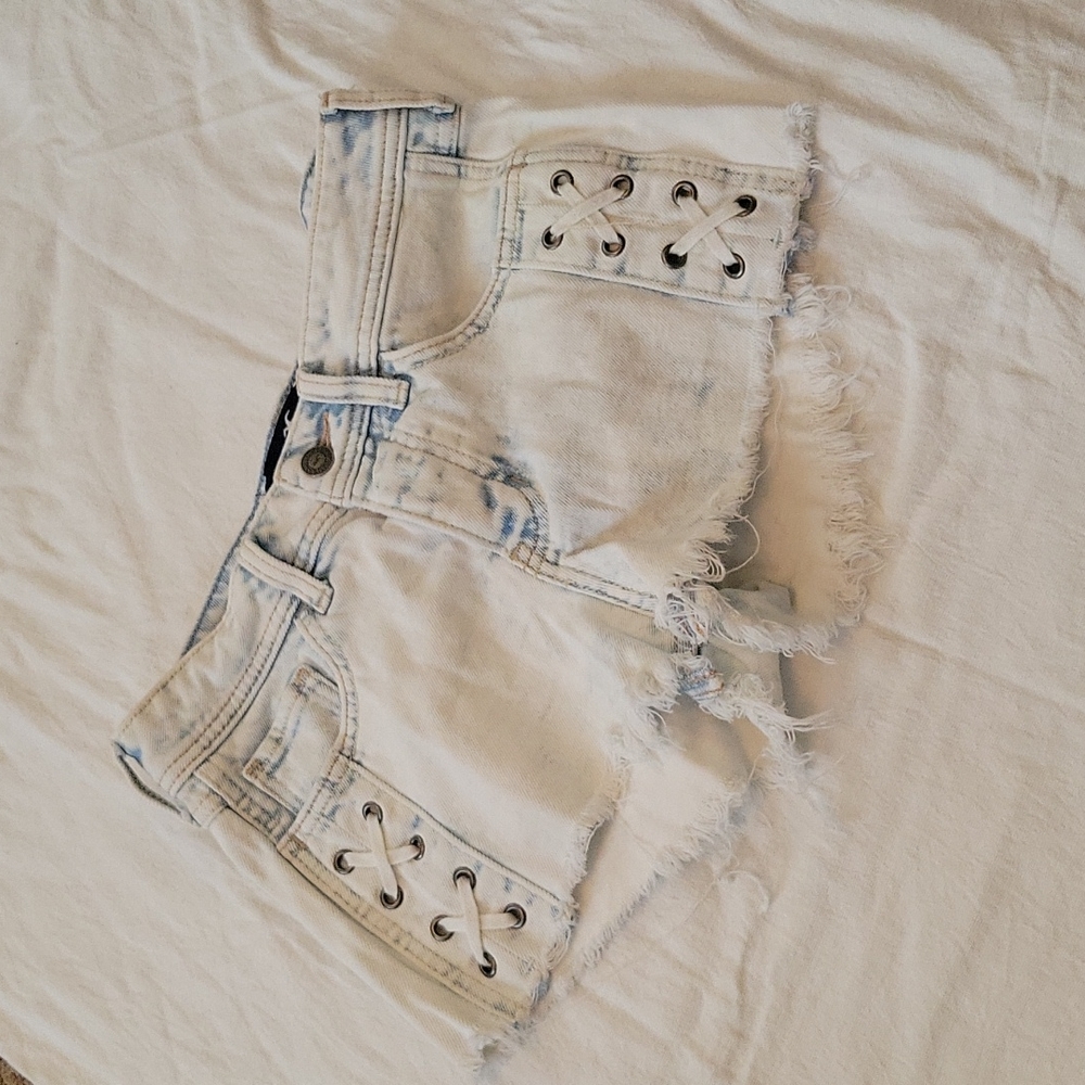Hollister lace up side denim shorts